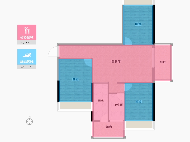 广东省-湛江市-荣业德信嘉园-89.08-户型库-动静分区