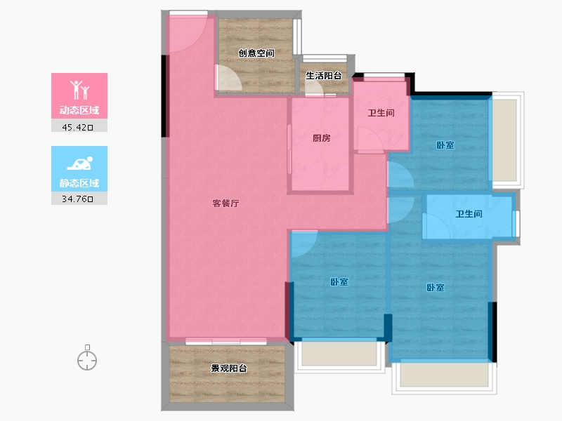 广东省-湛江市-能生门邸-85.91-户型库-动静分区