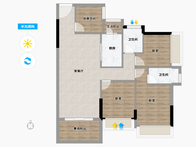 广东省-湛江市-能生门邸-85.91-户型库-采光通风