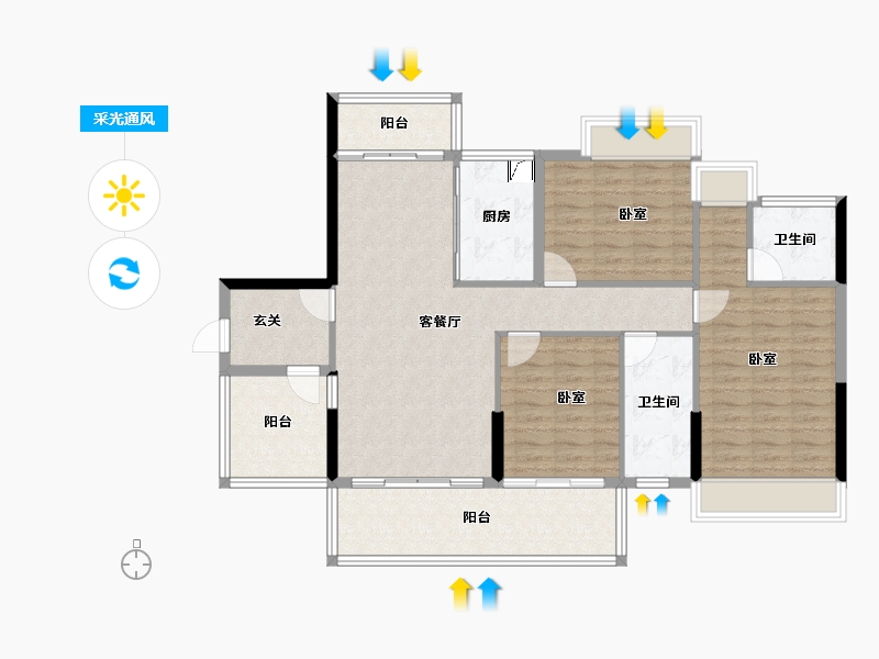 广东省-湛江市-荣业德信嘉园-111.53-户型库-采光通风