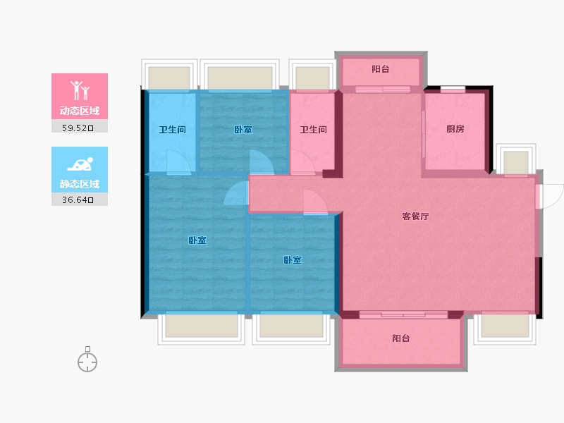 广东省-惠州市-中洲河谷花园-86.85-户型库-动静分区