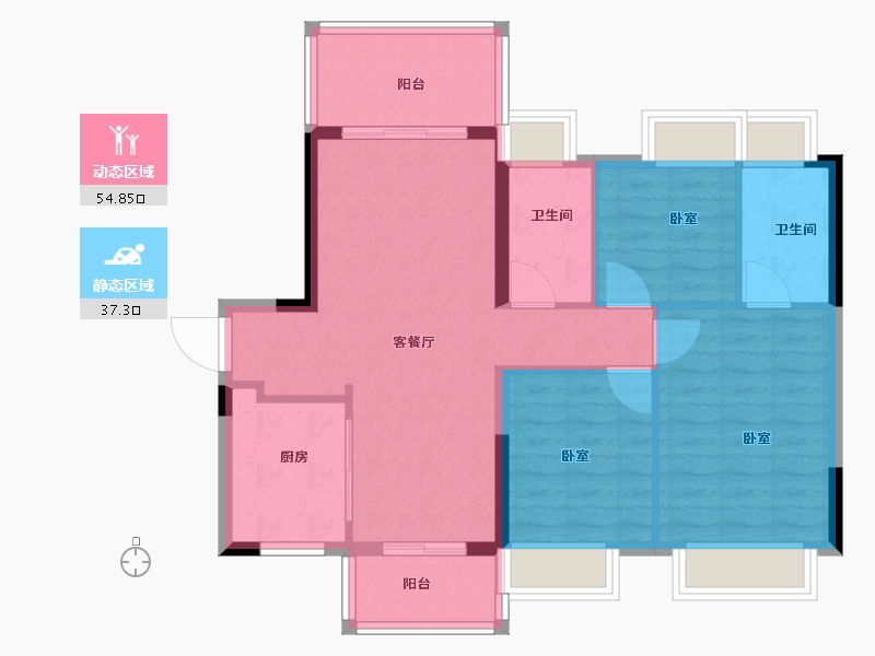 广东省-佛山市-金地海逸悦江-83.01-户型库-动静分区