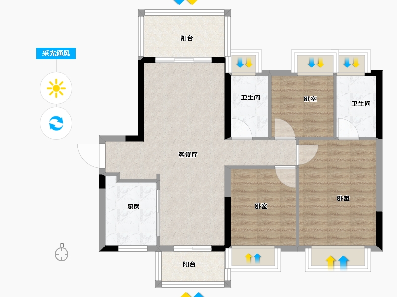 广东省-佛山市-金地海逸悦江-83.01-户型库-采光通风