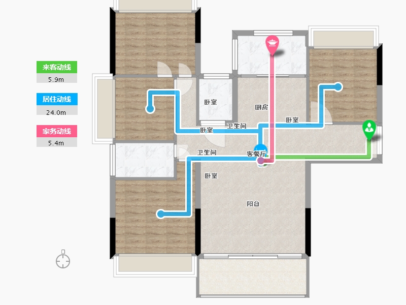 湖南省-郴州市-东方锦绣庄园-113.00-户型库-动静线