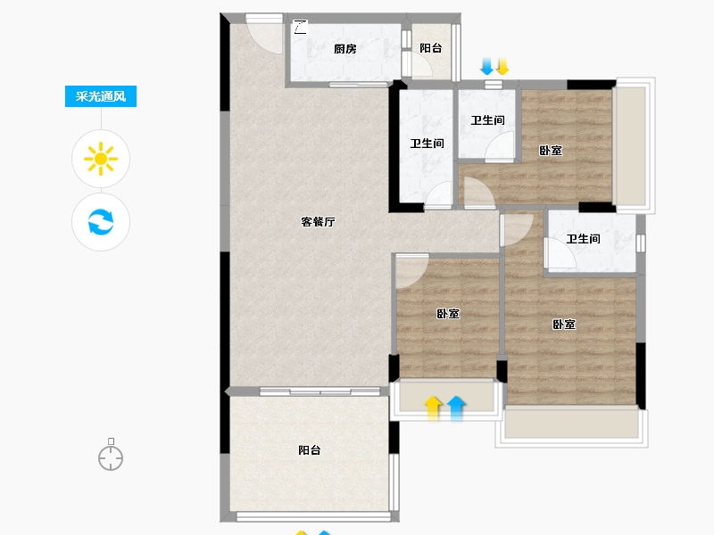 广东省-江门市-御凯名都-95.00-户型库-采光通风