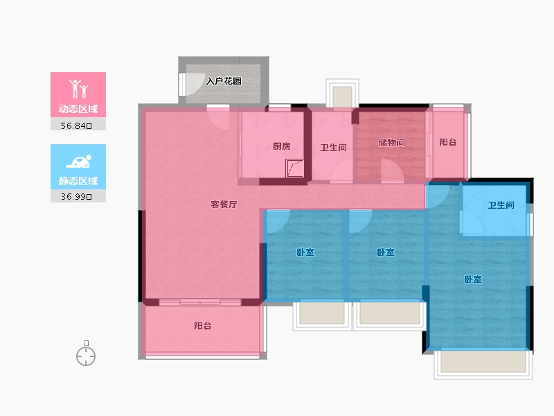 广东省-佛山市-海逸桃花源记-87.17-户型库-动静分区