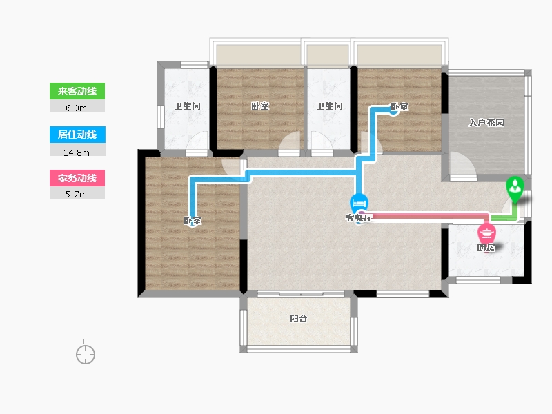 湖南省-怀化市-美达·水木清华-107.89-户型库-动静线