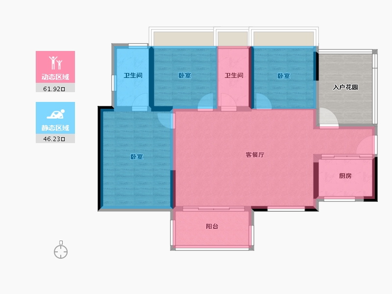 湖南省-怀化市-美达·水木清华-107.89-户型库-动静分区