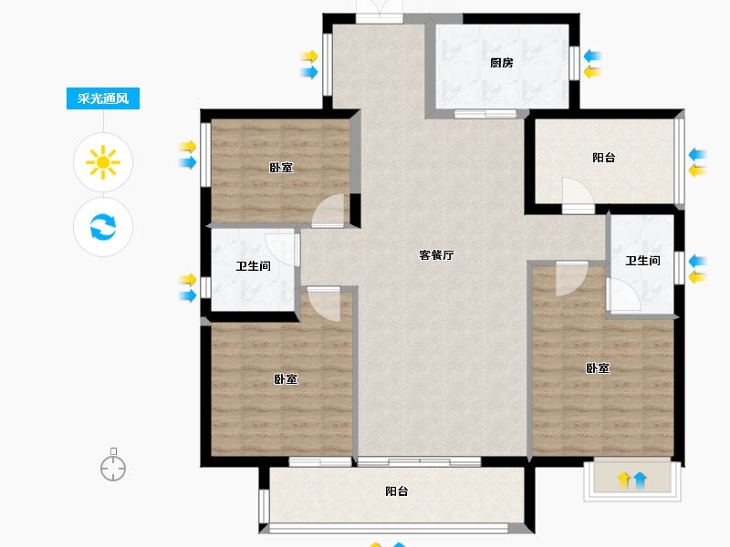 广东省-佛山市-保利碧桂园悦公馆-108.41-户型库-采光通风