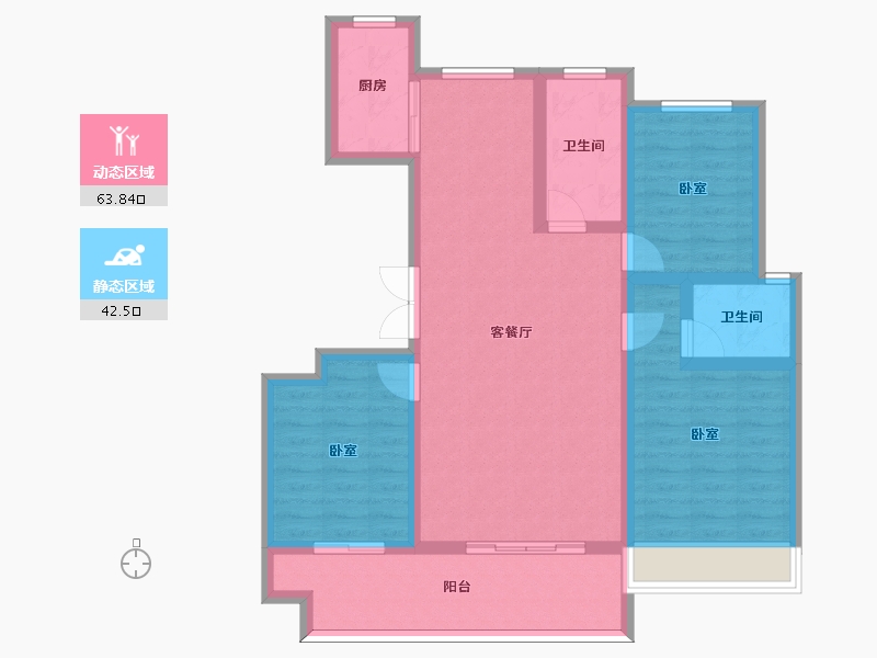 河南省-周口市-法姬娜·滨湖国际-94.90-户型库-动静分区