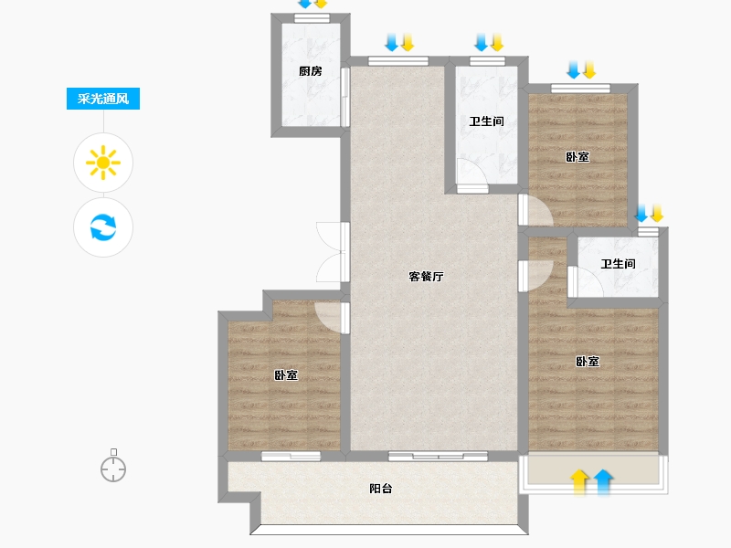 河南省-周口市-法姬娜·滨湖国际-94.90-户型库-采光通风