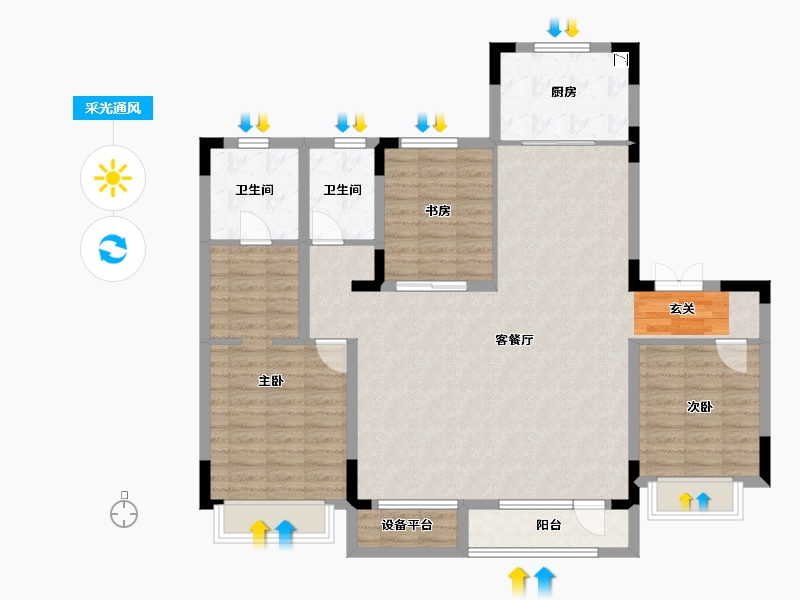 吉林省-长春市-大众置业净月深水湾-117.97-户型库-采光通风