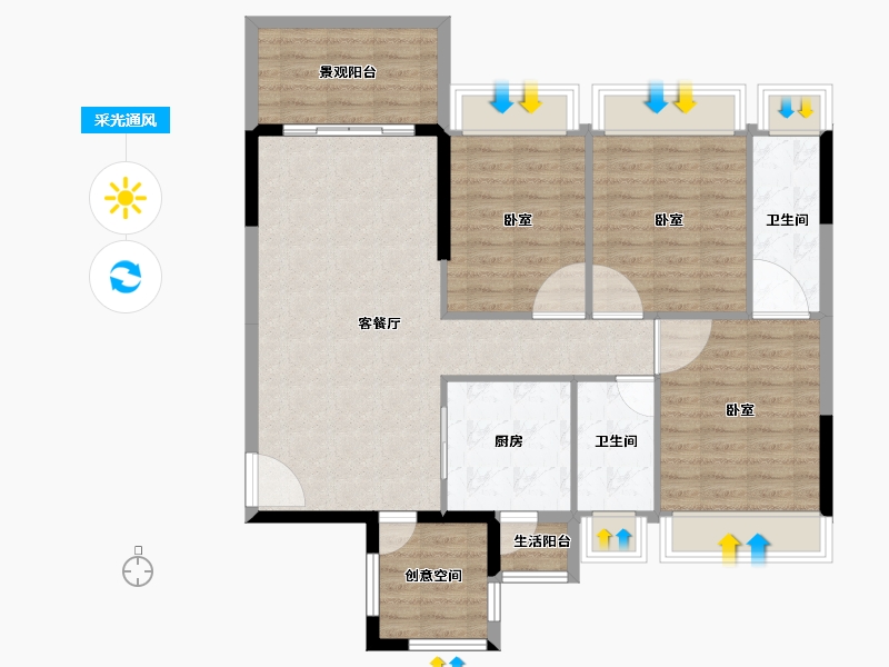 广东省-湛江市-能生门邸-104.09-户型库-采光通风