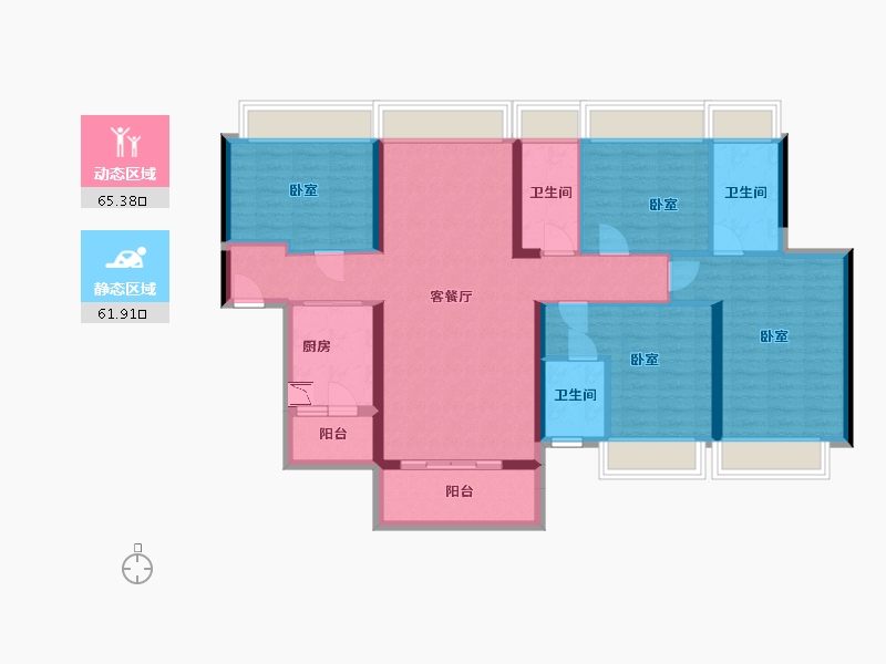 广东省-深圳市-京基·御景峯住宅-113.65-户型库-动静分区