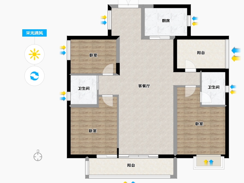 广东省-佛山市-保利碧桂园悦公馆-111.92-户型库-采光通风