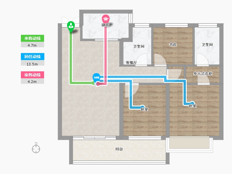 湖南省-怀化市-滨江国际城-80.05-户型库-动静线