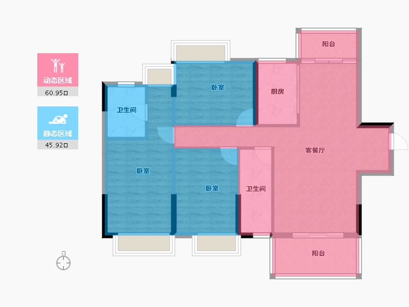 广东省-湛江市-荣业德信嘉园-96.64-户型库-动静分区