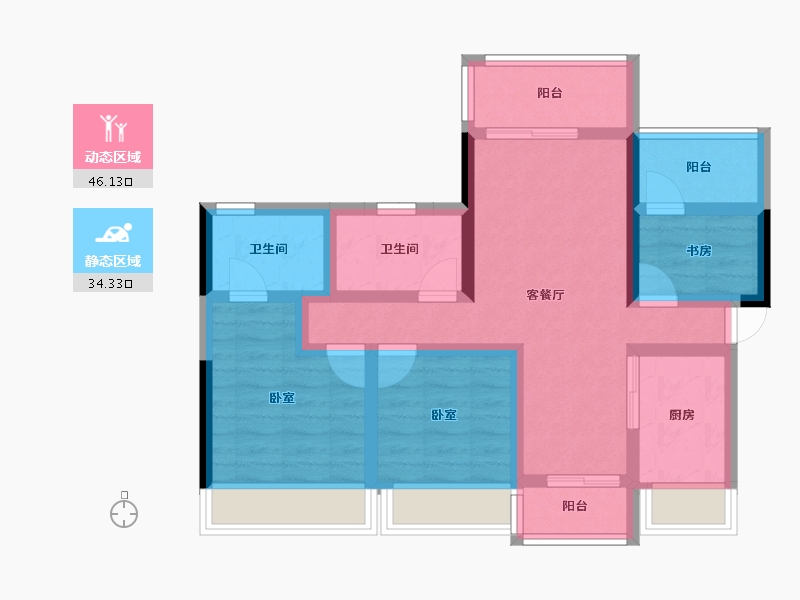 广东省-湛江市-奥园悦时代-69.07-户型库-动静分区