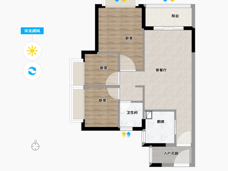 广东省-佛山市-三水时代云图-68.00-户型库-采光通风