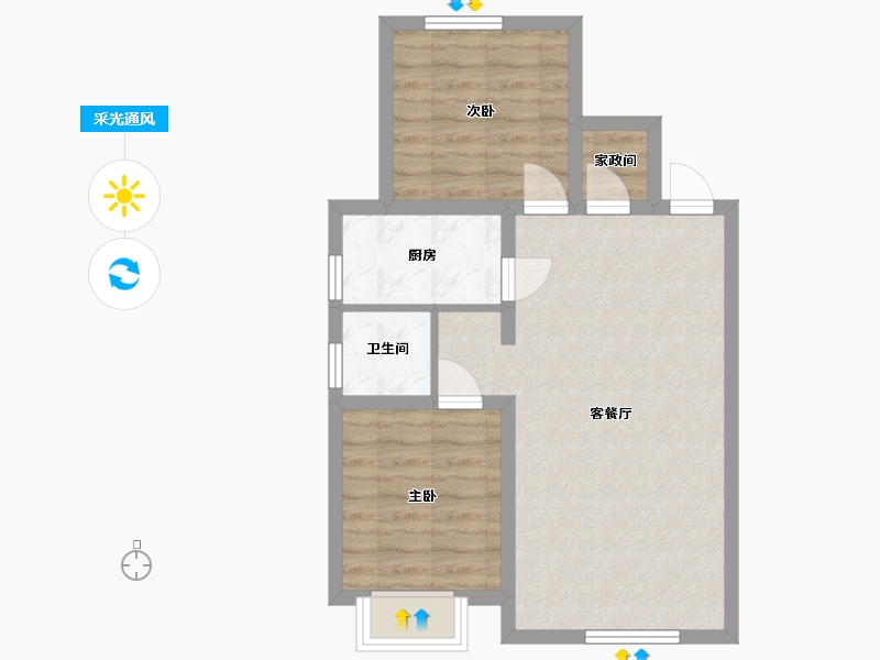 吉林省-长春市-新星宇广场南熙府-58.52-户型库-采光通风