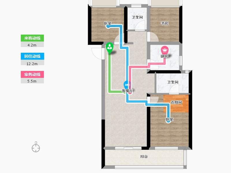 湖北省-孝感市-力标·澴河壹号院-76.49-户型库-动静线