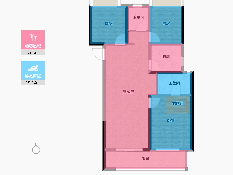 湖北省-孝感市-力标·澴河壹号院-76.49-户型库-动静分区