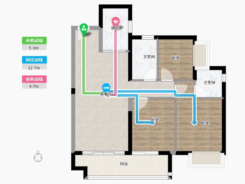 广东省-佛山市-保利碧桂园悦公馆-75.47-户型库-动静线