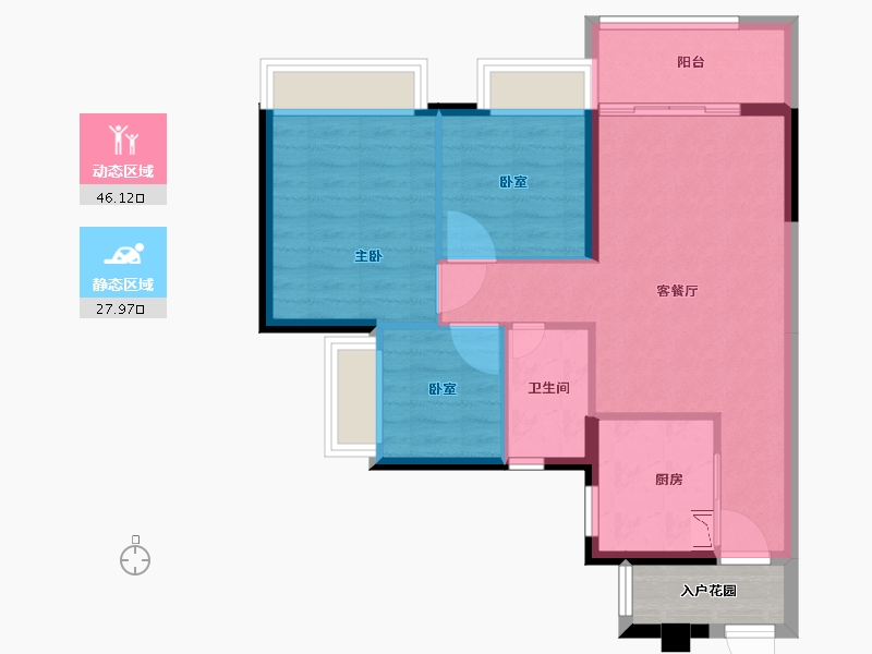 广东省-广州市-时代天韵-70.00-户型库-动静分区