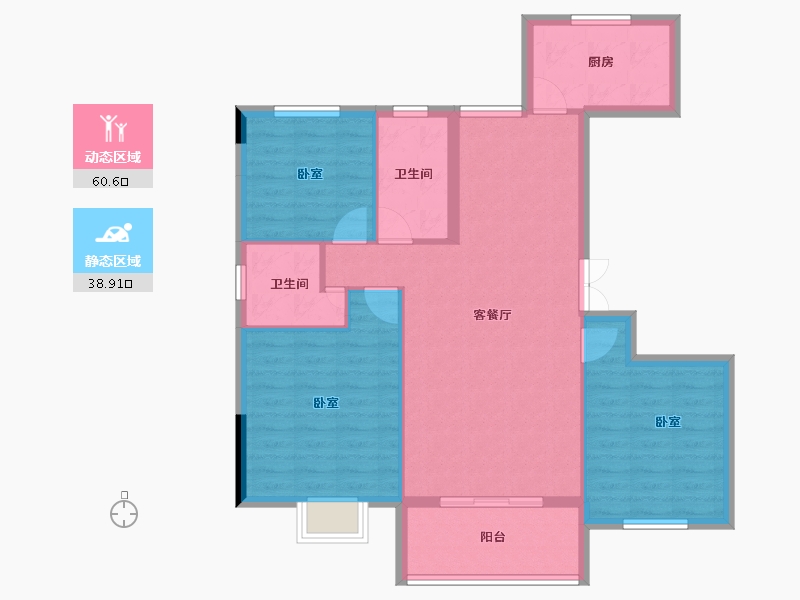 湖北省-孝感市-安陆涢东学府-90.11-户型库-动静分区