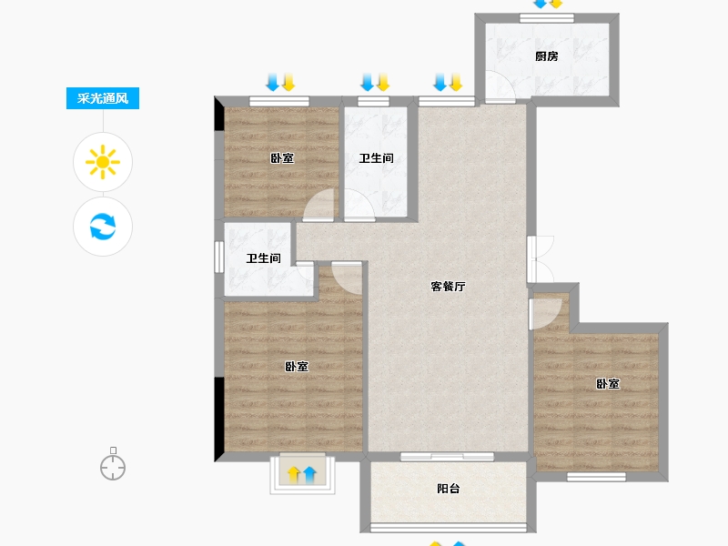 湖北省-孝感市-安陆涢东学府-90.11-户型库-采光通风