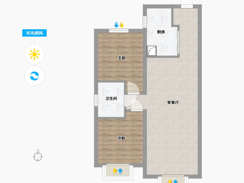 吉林省-长春市-中海·玺悦洋房-60.72-户型库-采光通风