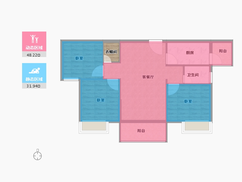 湖北省-咸宁市-始峰悦府-74.47-户型库-动静分区