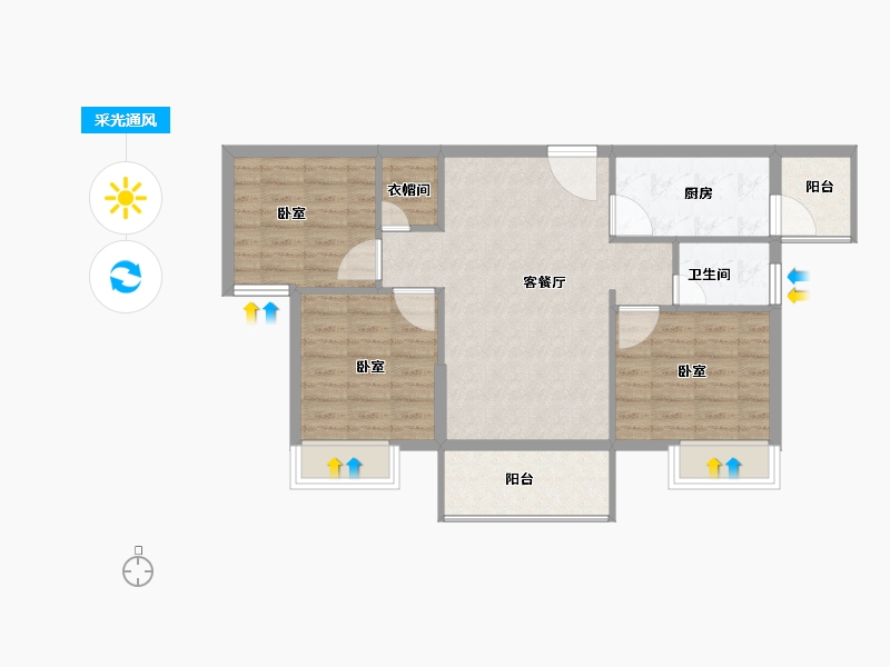 湖北省-咸宁市-始峰悦府-74.47-户型库-采光通风