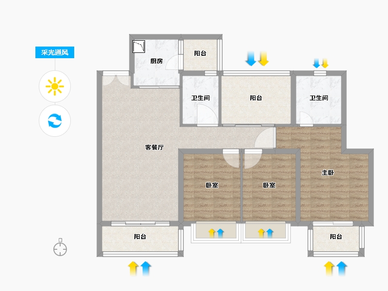 广东省-广州市-时代天韵-102.00-户型库-采光通风