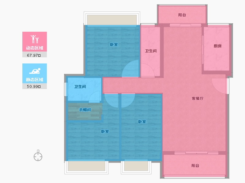 湖北省-咸宁市-始峰悦府-108.83-户型库-动静分区