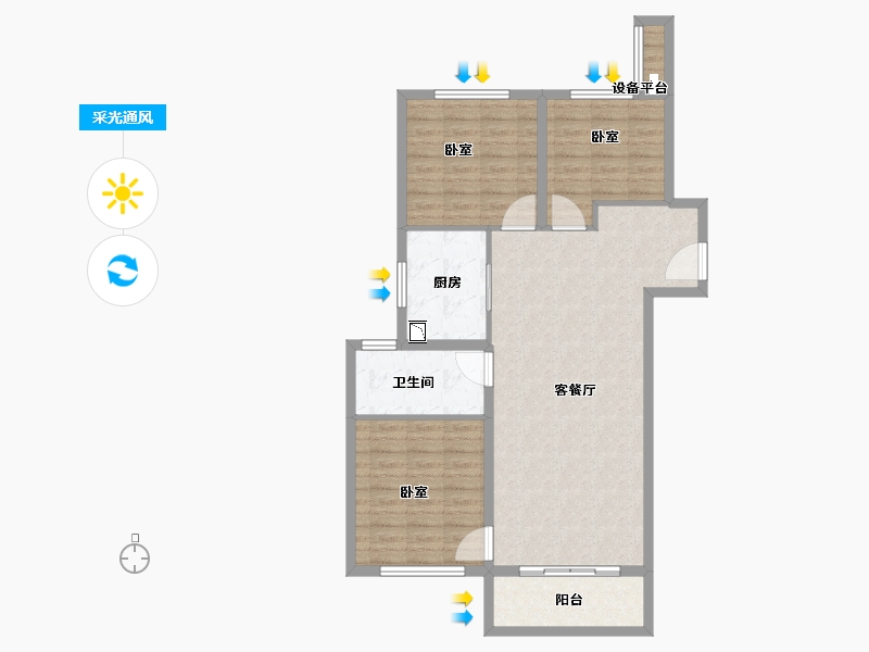 河南省-郑州市-融创城开瓏府-93.00-户型库-采光通风