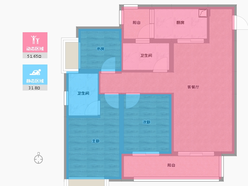 重庆-重庆市-融创文旅城御雅-78.26-户型库-动静分区