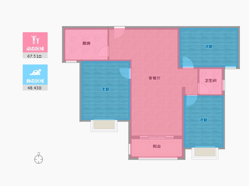 河南省-新乡市-共城华府-105.00-户型库-动静分区