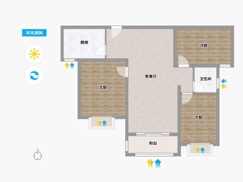 河南省-新乡市-共城华府-105.00-户型库-采光通风