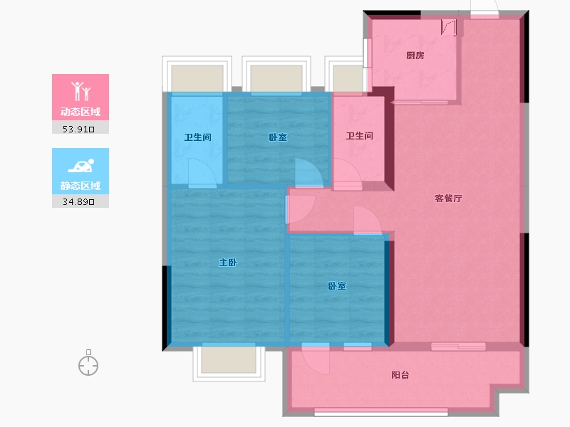 湖北省-荆州市-碧桂园 央玺-88.00-户型库-动静分区