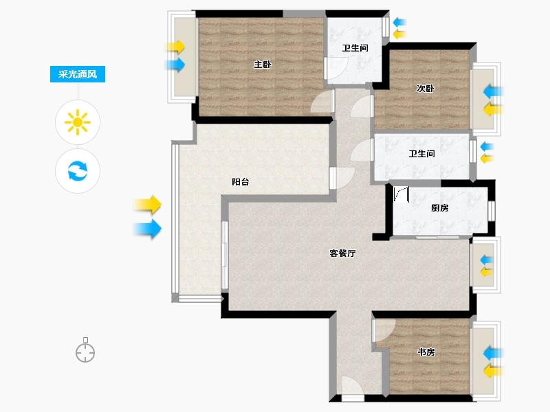 湖南省-长沙市-融创会展上东区-105.00-户型库-采光通风