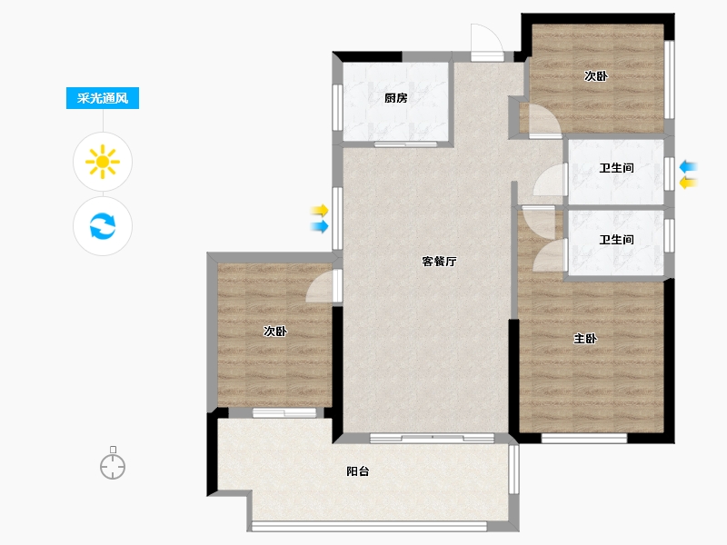 湖南省-益阳市-鑫悦青春里-121.00-户型库-采光通风