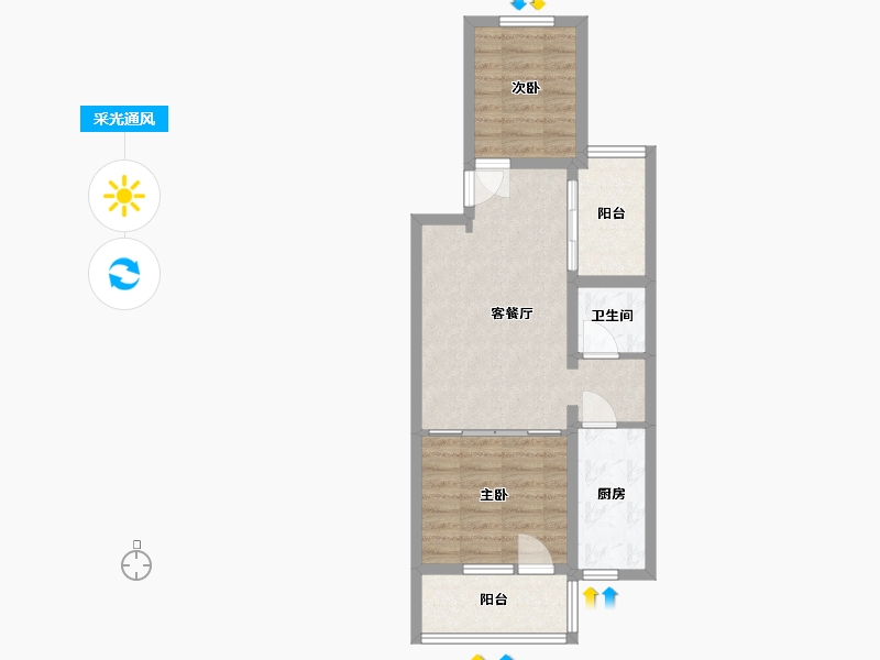 北京-北京市-行宫园小区-44.67-户型库-采光通风