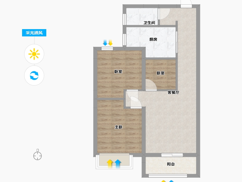 北京-北京市-融创公园壹号-67.69-户型库-采光通风