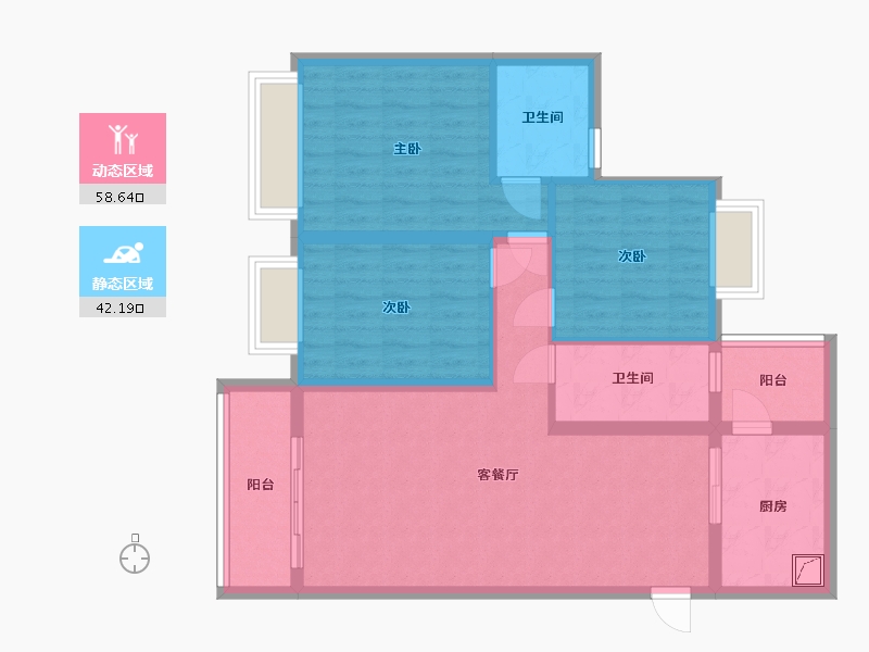 四川省-遂宁市-学府尚城小区-105.00-户型库-动静分区