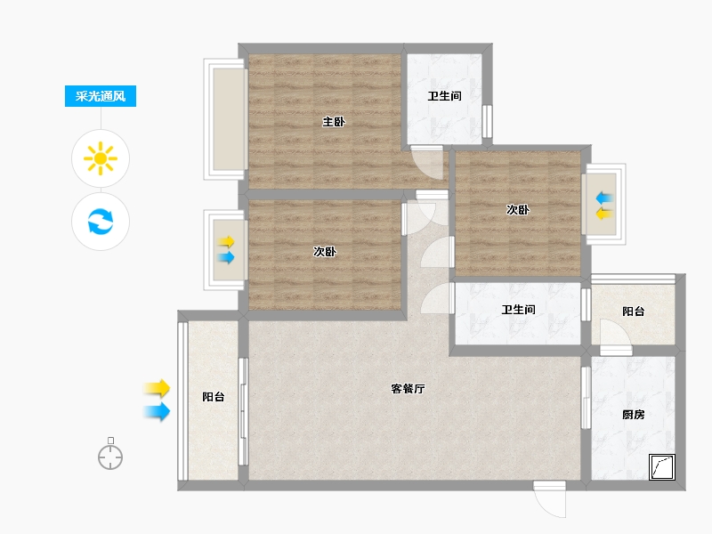 四川省-遂宁市-学府尚城小区-105.00-户型库-采光通风