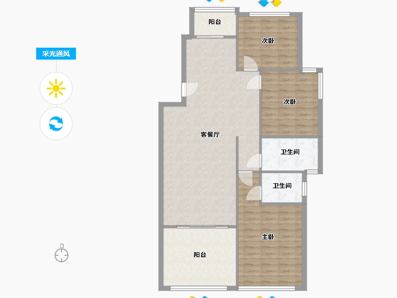 浙江省-杭州市-水岸阳光-110.00-户型库-采光通风