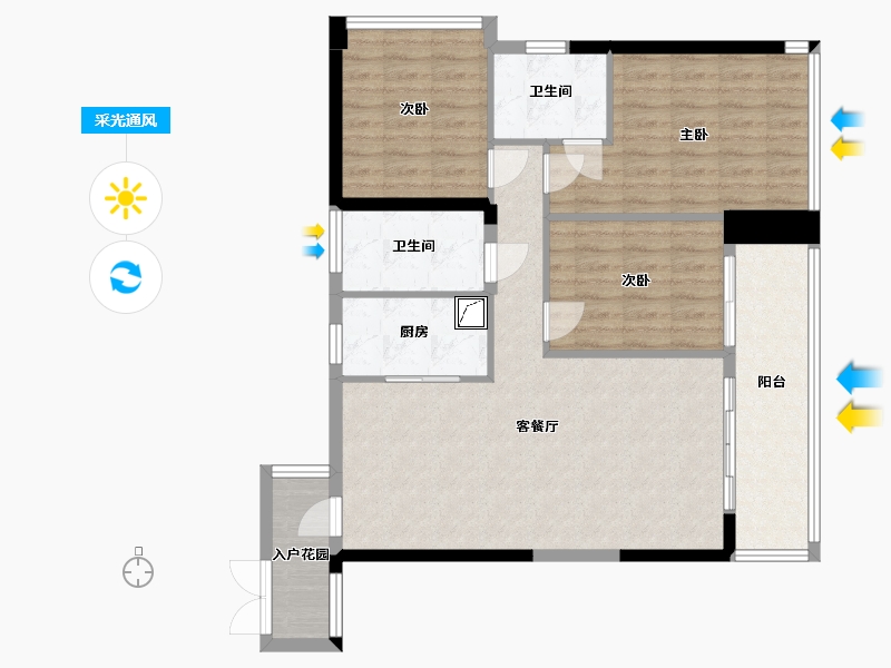 广东省-广州市-天麟府·瑧林-98.00-户型库-采光通风