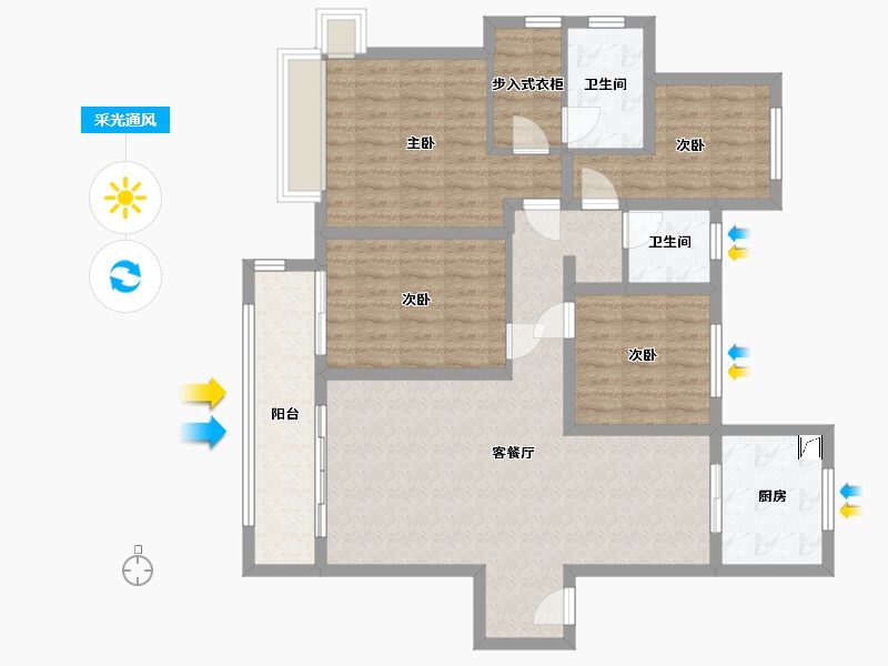 陕西省-宝鸡市-吾悦华府-112.00-户型库-采光通风