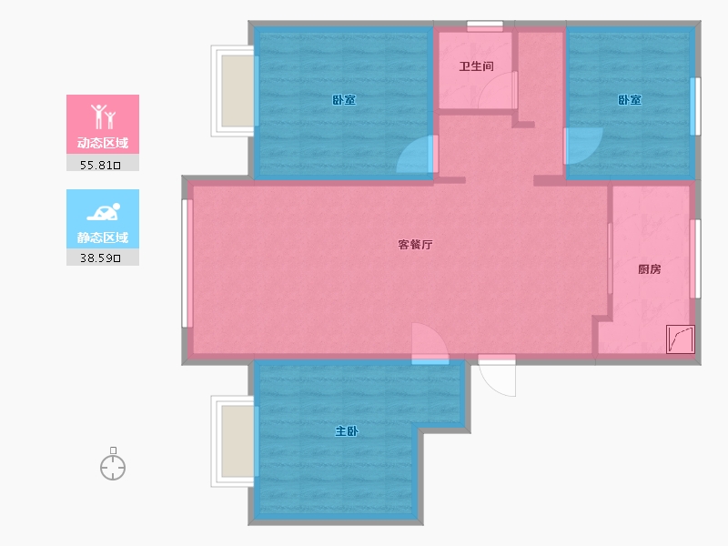 山东省-青岛市-万恒四季花城-85.00-户型库-动静分区